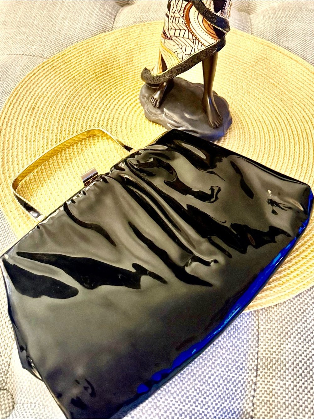 Black Patent Top-Handle Women’s Evening Bag